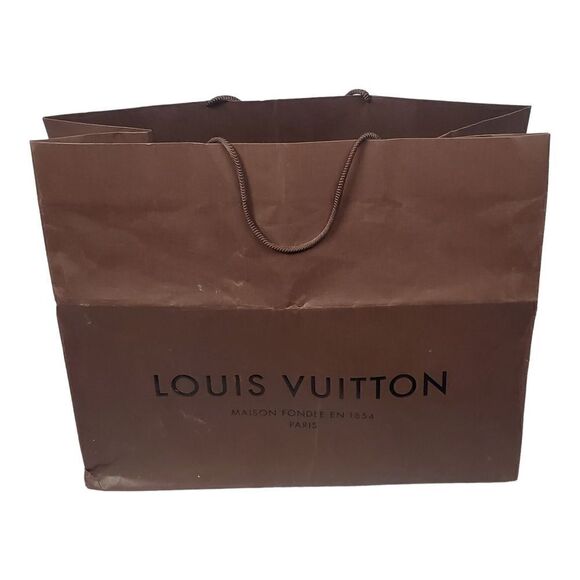 Louis Vuitton Paper Shopping Bag Classic Brown 19x16x9" Designer Authentic - Picture 14 of 14